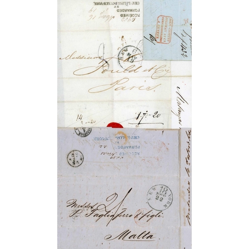 1087 - FORWARDING AGENTS - CUBA (TO MALTA & FRANCE VIA N.Y.) + SWITZERLAND (GENEVA FAC); 1844 EL from 