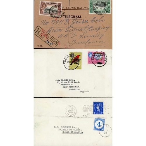 1090 - WEST AFRICA, TRISTAN INDIA & ST. HELENA - AIRMAIL, INGOING P. DUE MAIL + TELEGRAM COVERS; 1911-60 co... 