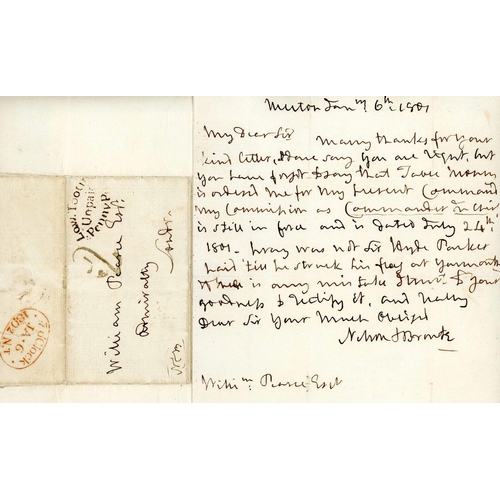 1095 - NELSON & BRONTE - AUTOGRAPH LETTER TO THE ADMIRALTY ABOUT HIS PAY AS COMMANDER-IN-CHIEF; Fine 6 Jan.... 