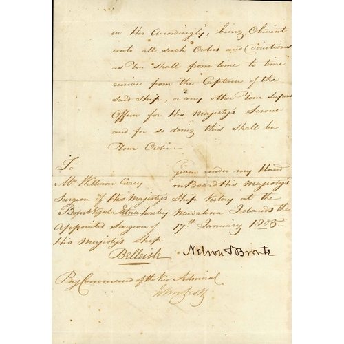 1096 - NELSON & BRONTE - SIGNED SURGEON's APPOINTMENT GIVEN ON BOARD H.M.S. VICTORY IN 1805; 17 Jan. 1805 d... 