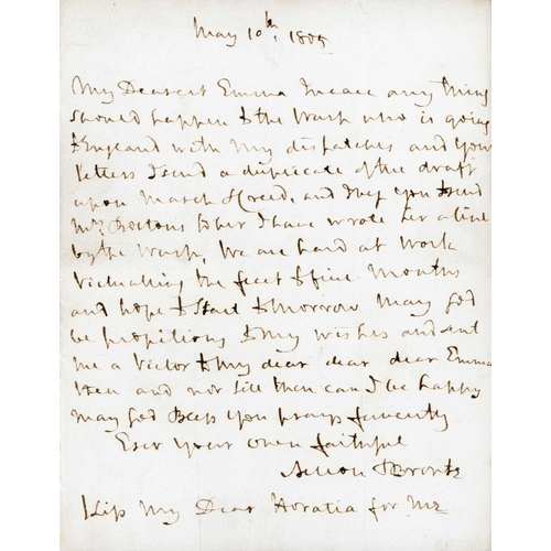 1097 - NELSON & BRONTE - AUTOGRAPH LETTER FROM H.M.S. 'VICTORY' TO EMMA HAMILTON IN ENGLAND (UNPUBLISHED?);... 