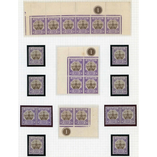 1236 - 1906-10 ¼d & ½d BLACK & GREEN VALUES - MINT & USED STUDY ON PAGES - with ¼d brown & violet mint bloc... 