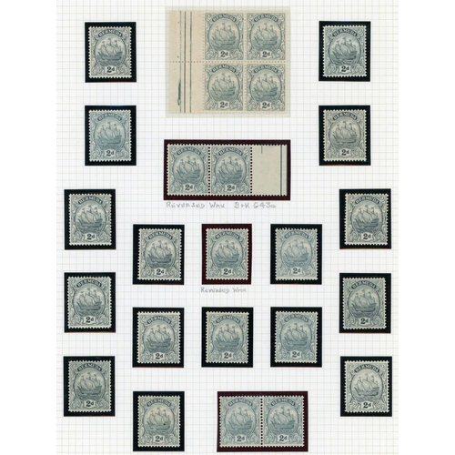 1245 - 1922-34 SHIP SET - MINT & USED STUDY ON PAGES - neatly arranged inc. 1d carmine/carmine-lake selecti... 