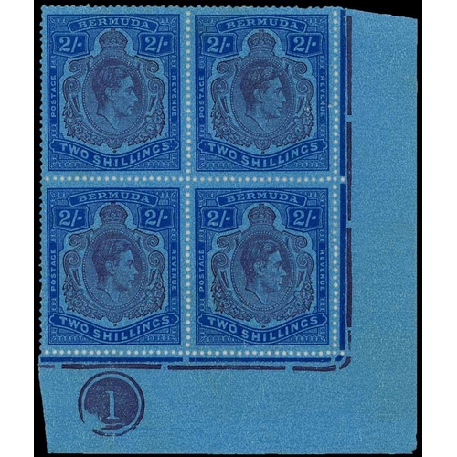 1254 - 1938-53 2/- PURPLE & BLUE (SHADES) EXTENSIVE GROUP - with purple & (mottled) blue SG116c blocks of 4... 