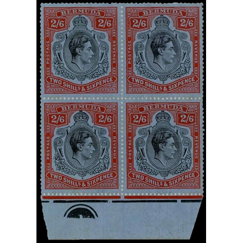 1255 - 1938-53 2/6 BLACK & RED - comb perf 14 plate number blocks of 4 (2) a pair + 18 singles all mint and... 