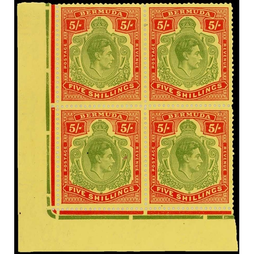 1261 - 1938-53 5/- GREEN & RED (SHADES) FINE GROUP - green & red SG118e 10 mint singles; yellow-green & red... 