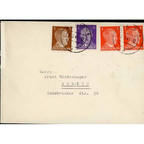 1490 - BRITISH WWII PROPAGANDA COVER: Cover addressed to Berlin bearing forgeries of the 3pf & 8pf (2) 'Hit... 