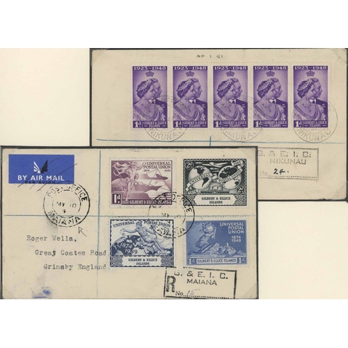 1590 - 1937-56 RANGE ON LEAVES inc. 1939 to 5/- mint, 1946 Victory 1d (2) & 3d on Registered env. from Ocea... 