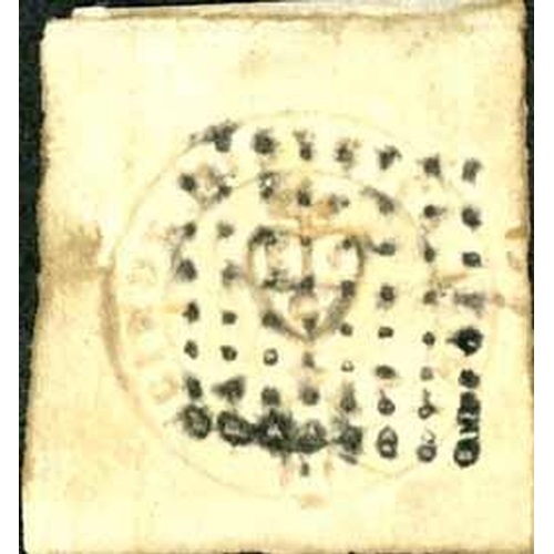 1637 - 1852 Scinde Dawk ½a White square cut with large margins, small stain at left outside the design and ... 