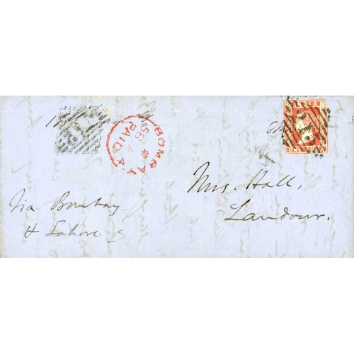 1648 - 1a FRANKINGS ON INTERNAL MAIL; 25 July 1856 EL to Berhampore franked 1a imperf Die II (four large ma... 