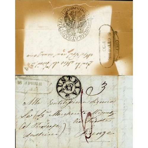 1692 - 1817-63 GROUP TO ITALIAN STATES - 1817 EL (disinfection scorching & slits) to Naples with large blue... 