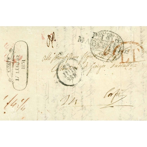 1694 - 1823-43 INWARDS GROUP OF COVERS FROM GB OR FRANCE - 1823/31 ELs prepaid from Paris/Marseilles to Cor... 