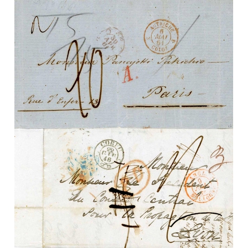 1702 - 1846-61 TO FRANCE, TRIESTE OR SABIONCELLO GROUP - INC. RARE MISSENT TO GB - 1846 EL from 