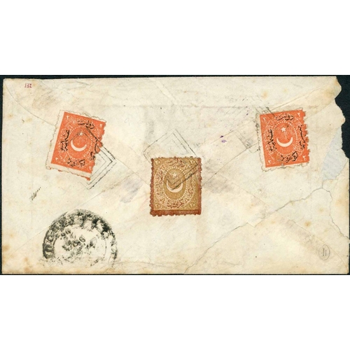 1897 - 1871/2 KAYSERI & BRUSA/BURSA COVERS - env. (tears, faults) from Kayseri franked with 2pi red (2) + 2... 