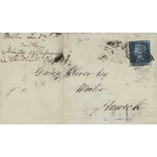 2405 - 1841-44 TRIO with March 5th 1841 EL ex Kelso to Coldstream bearing a 4-margined 1d black (very close... 