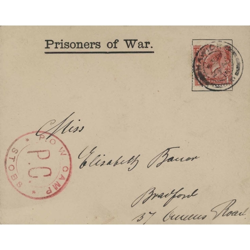 2408 - 20th CENTURY MISCELLANY inc. 1915 P.O.W. printed envelope to Bradford bearing defective KGV 1d red t... 