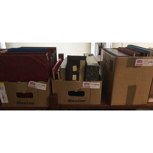 1002 - THREE CARTONS housing qty. of albums & stock books with the mainly QEII mint and used collection (fa... 