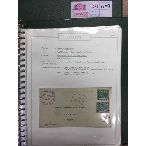 1108 - WWII CENSOR MAIL - BRITISH CENSORS 1943-45: Two binders with the collection of British censored mail... 