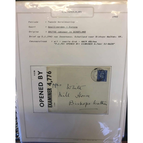 1111 - WWII CENSOR MAIL - BRITISH CENSORS 1942: Binder with the collection of international mail which has ... 