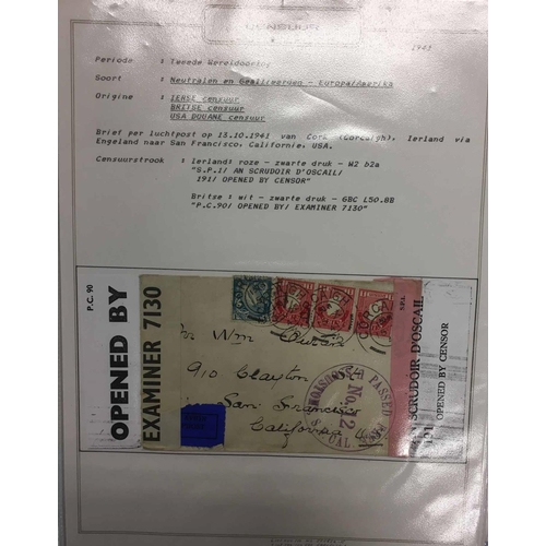 1114 - WWII CENSOR MAIL - NEUTRAL COUNTRIES: Binder with the collection of censored mail originating in, or... 