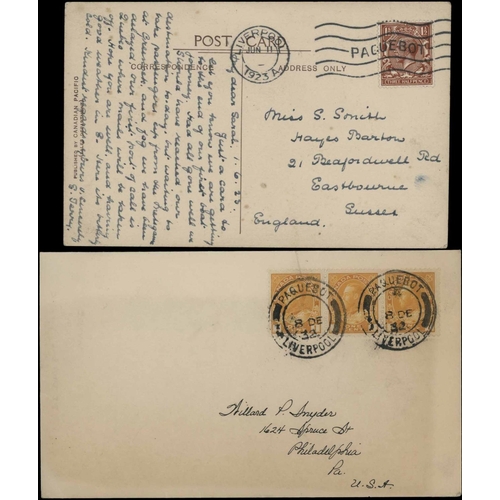 1092 - LIVERPOOL PAQUEBOT MARKS on covers/cards with British (1), Canadian (1), Spanish (2) or U.S. (4) fra... 