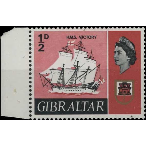 1554 - 1967 SHIPS - ½d MISSING GREY VARIETY:1967 Ships ½d, a very lightly mounted mint marginal example fro... 