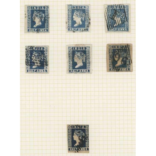 1645 - 1854 ½a Blue Die II unused very fine block of four and four used singles (all four margins) and Die ... 