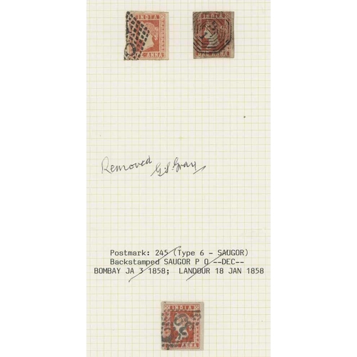 1647 - 1854 1a Die II unused corner block of  four from Stone D (7-8/15-16) and used (7 inc. two pairs) wit... 