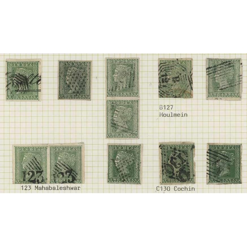 1660 - 1854 2a Green unused, four margins and used (11 - inc. two pairs (shades) with identified cancels fo... 