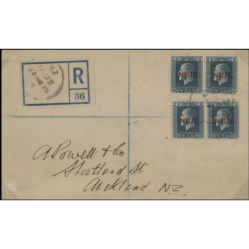 1801 - 1920-39 COVERS with 1920 (Nov.) env. to N.Z. bearing KGV Head to 2½d x4 plus large blue/white Regist... 