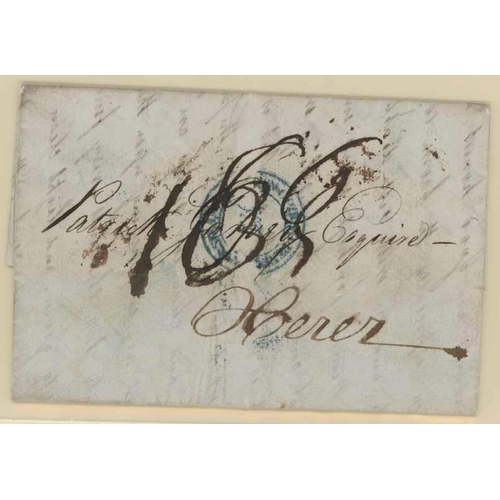 1861 - PENINSULAR STEAM NAVIGATION COMPANY CACHET; June 1837 to Jerez with Cadiz transit cds on rear rated ... 