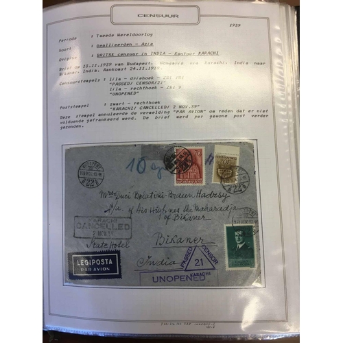 1102 - WWII CENSOR MAIL - INDIA, CEYLON:  Binder with the collection of censored mail to/from the Indian su... 