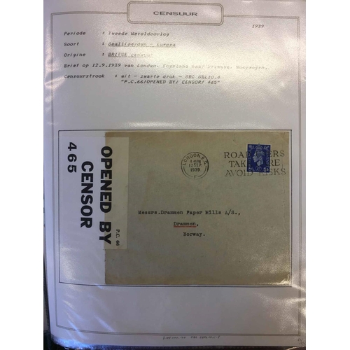 1103 - WWII CENSOR MAIL - BRITISH CENSORS 1939/40: Binder with the collection of international & some local... 