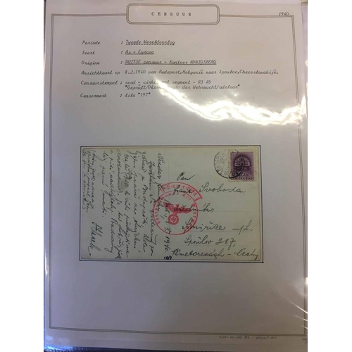 1104 - WWII CENSOR MAIL - GERMAN CENSORS 1939-44: The collection of mail between & within Germany & Occupie... 