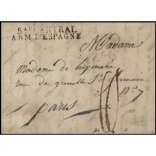 227 - SPAIN - SIMILAR PAIR (ONE TO FLANDERS); 12 Mar. 1811 EL (disinfection slit and toning) ex 