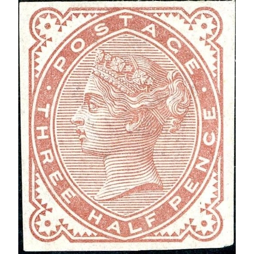 211 - 1880 1½d VENETIAN RED - IMPRIMATURS - two, inc. from the top of the sheet, creased between design an... 