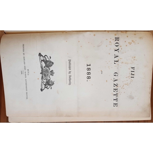 221 - FIJI ROYAL GAZETTE FOR 1888. These documents originate from the Colonial Office and the weekly gazet... 