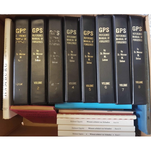 228 - GERMANY: One box containing a group of books mainly on aspects of stamp forgery inc. Reference Manua... 