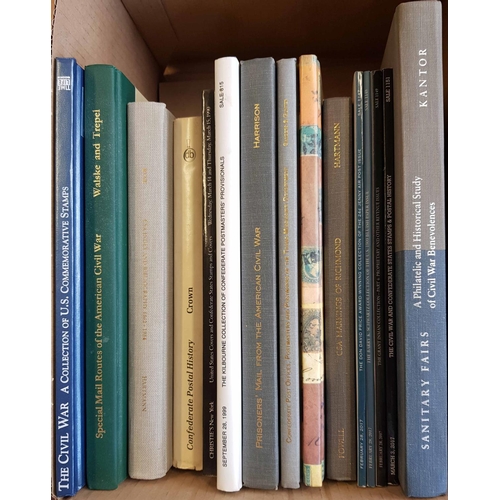 247 - USA - CONFEDERATE STATES & CIVIL WAR: 2 cartons of books on postal history, stamps, routes, etc. inc... 