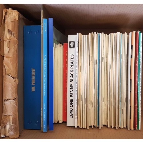 257 - LINE ENGRAVED a large box of books and catalogues inc. The Line Engraved Postage Stamps of GB Printe... 