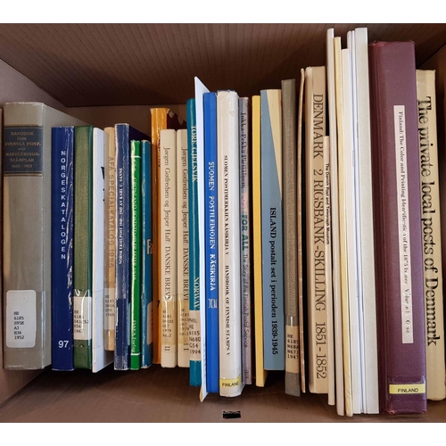 198 - SCANDINAVIA: One box containing a large number of publications. Noted Private Local Posts of Denmark... 