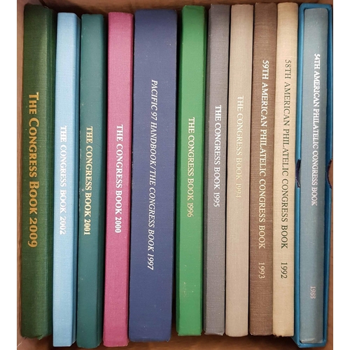 249 - AMERICAN PHILATELIC CONGRESS: Four boxes containing an incomplete run of handbooks from 1935 to 2009... 