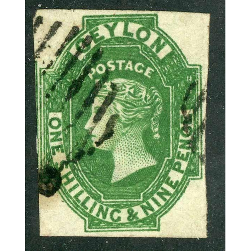 295 - 1857 1/9d GREEN. Wmk. Star. Fine used example. Ample margins on 3 sides and closer, but clear, on fo... 