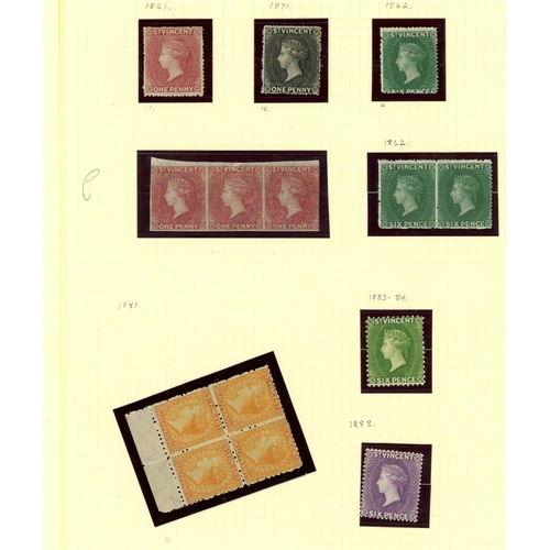 57 - WEST INDIES - ST. VINCENT, ST. CHRISTOPHER, LEEWARD IS., GRENADA: Early, all mint collections on alb... 