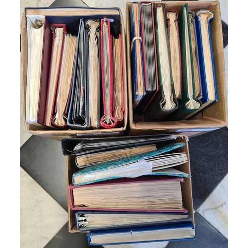 11 - WORLDWIDE ACCUMULATION; Three cartons containing 21 stockbooks, albums & binders of used worldwide s... 