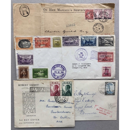 110 - MISCELLANY OF EARLY TO MID-20th C. COMMONWEALTH & SOME FOREIGN COVERS: Group includes several Bermud... 