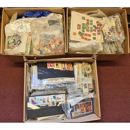 19 - WORLDWIDE ACCUMULATION; Three very big archive boxes containing kiloware in packets, tubs or loose s... 