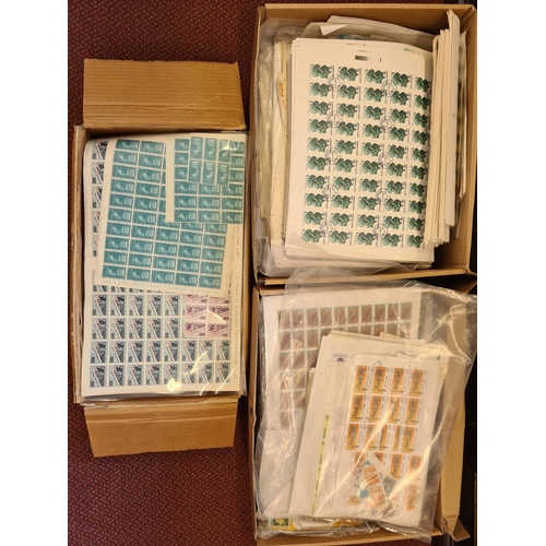 22 - WORLDWIDE RANGE; Three cartons containing a mixture of kiloware in packets, loose stamps + entire sh... 