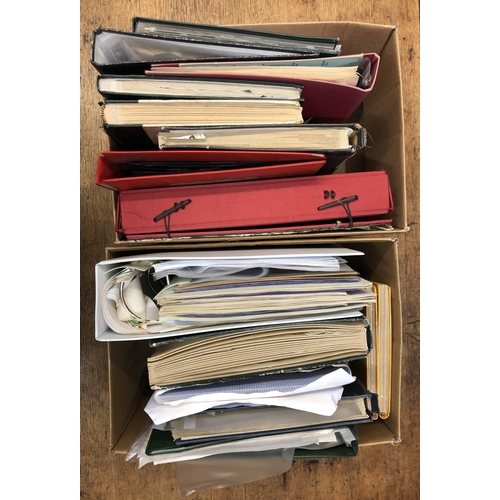 48 - TWO CARTONS housing a qty. of binders & stock books with duplicated collections of mainly modern Wor... 