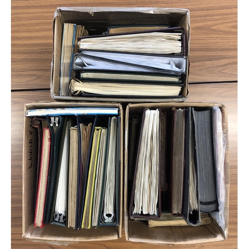 9 - WORLD MIXTURE IN THREE CARTONS; 28 stockbooks, albums & binders + a handful of loose pages containin... 